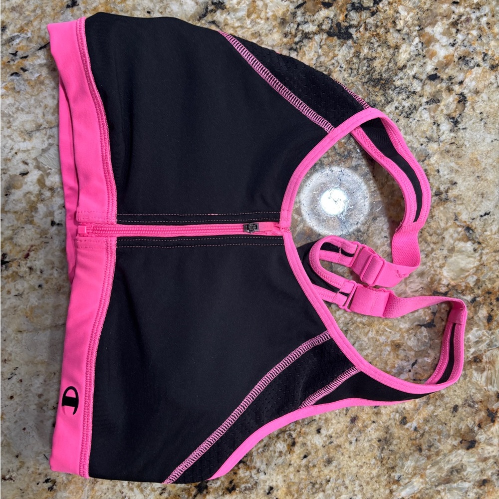 Champion Black and Pink Sports Bra with Racerback